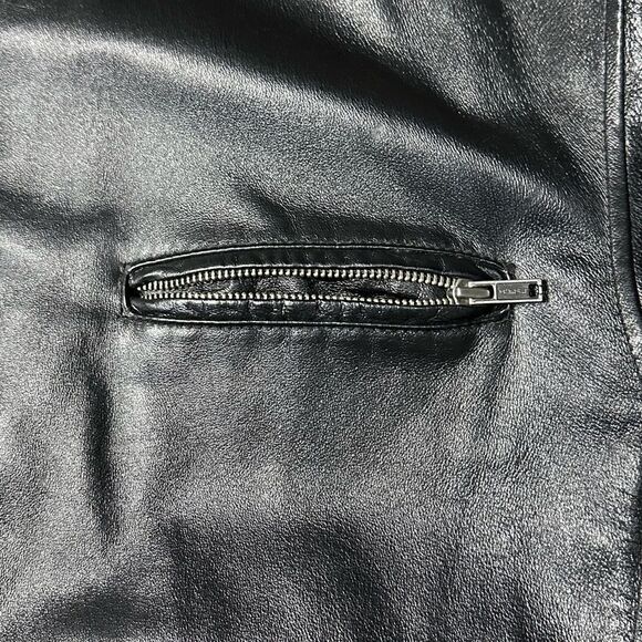 Wilsons Leather M. JULIAN Motorcycle Jacket 2XLarge Black w/ Red Stripe - Picture 5 of 7